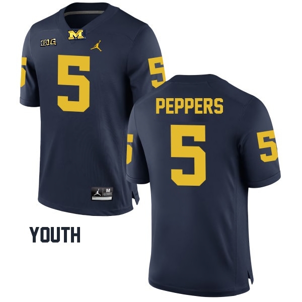 Michigan Wolverines Youth NCAA Jabrill Peppers #5 Navy Alumni Game College Football Jersey HVG1549LE
